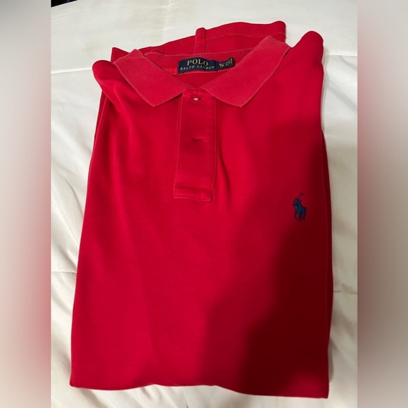 Polo Ralph Lauren Short Sleeve XL 100% Cotton Polo Shirt, Red, Vintage - Picture 7 of 7